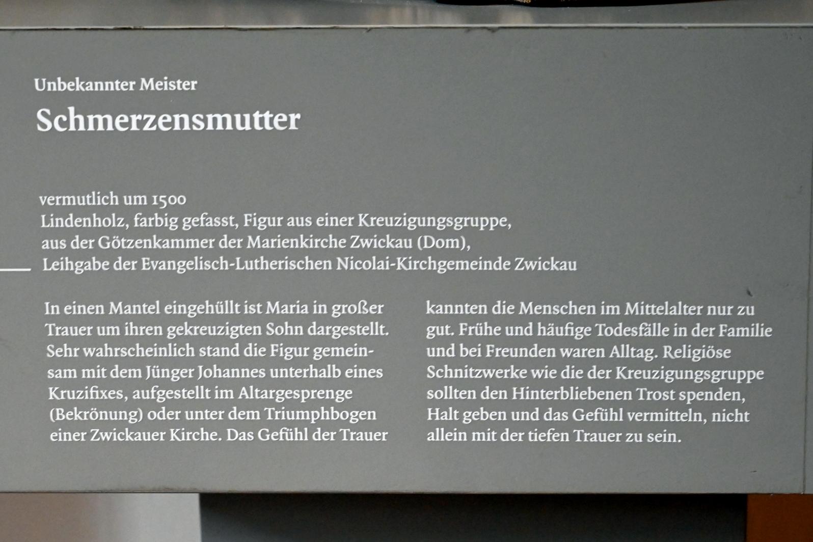 Schmerzensmutter, Zwickau, Kunstsammlungen, Im Himmel zu Hause, um 1500, Bild 2/2