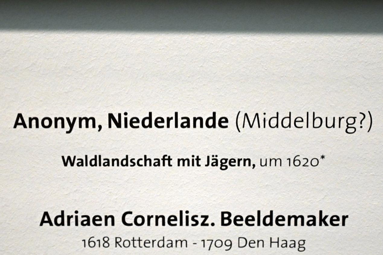 Waldlandschaft mit Jägern, Zwickau, Kunstsammlungen, Altmeisterliches, um 1620, Bild 2/2