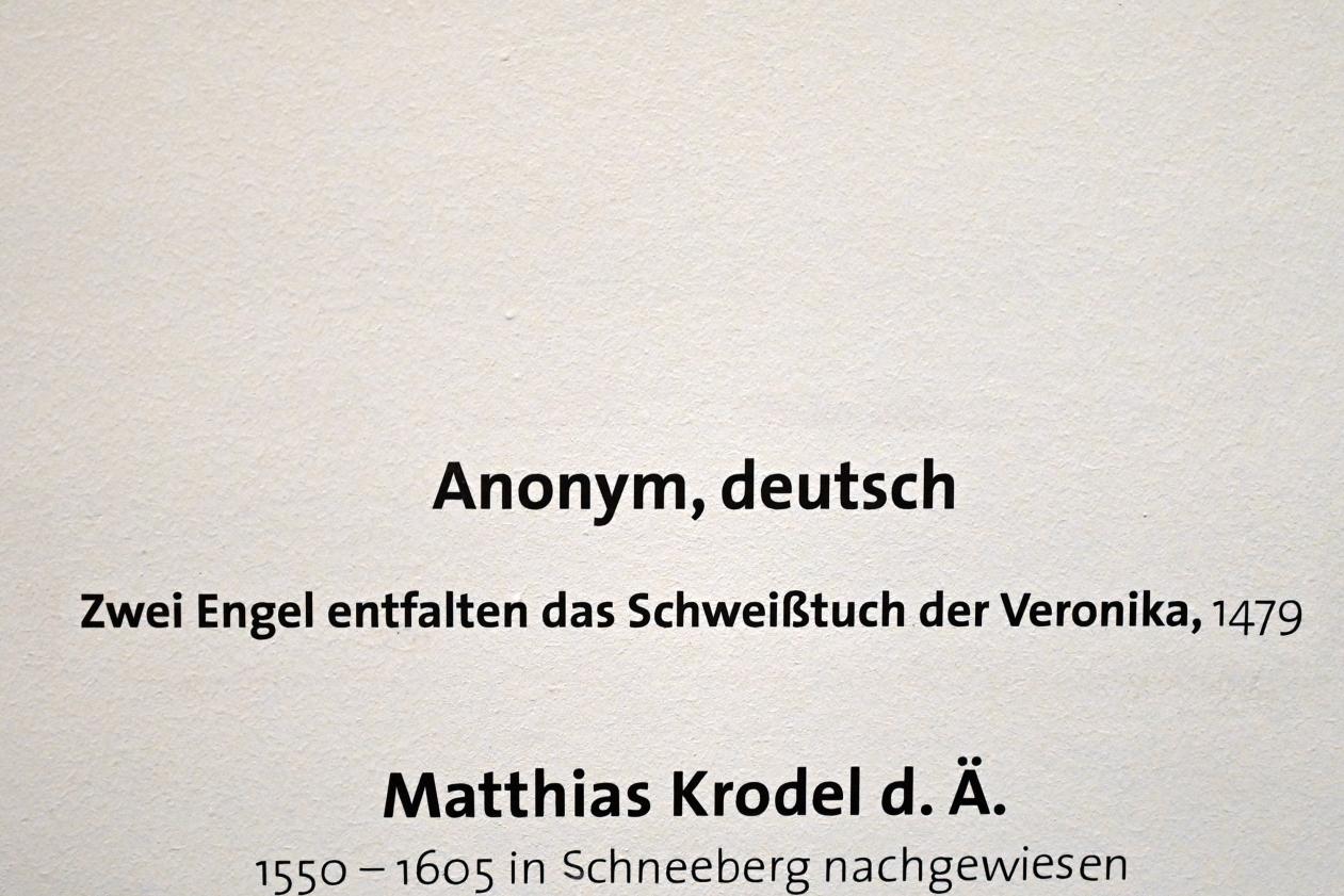 Zwei Engel entfalten das Schweißtuch der Veronika, Zwickau, Kunstsammlungen, Altmeisterliches, 1479, Bild 2/2