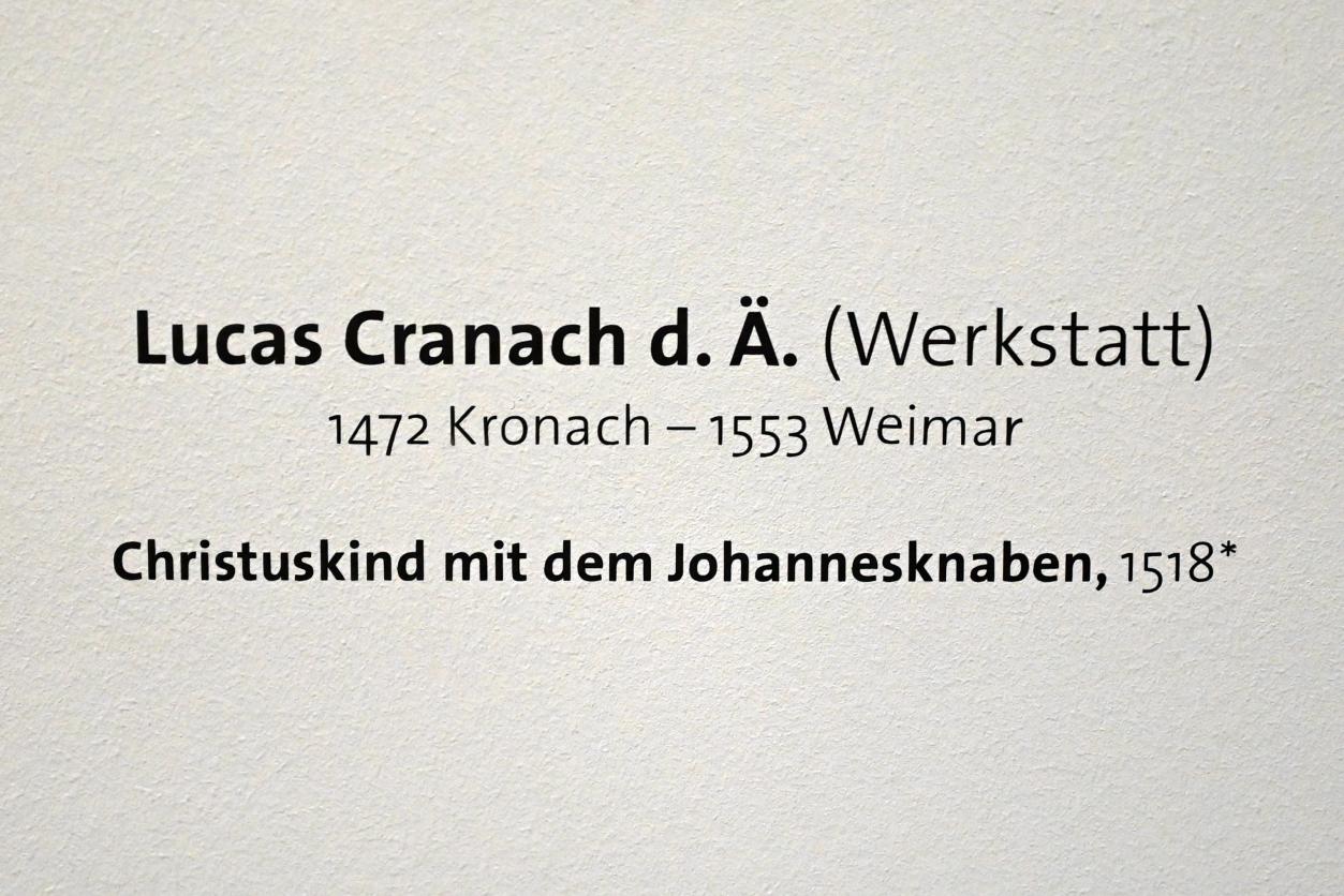 Lucas Cranach der Ältere (Werkstatt) (1515–1550), Christuskind mit dem Johannesknaben, Zwickau, Kunstsammlungen, Altmeisterliches, 1518, Bild 2/2