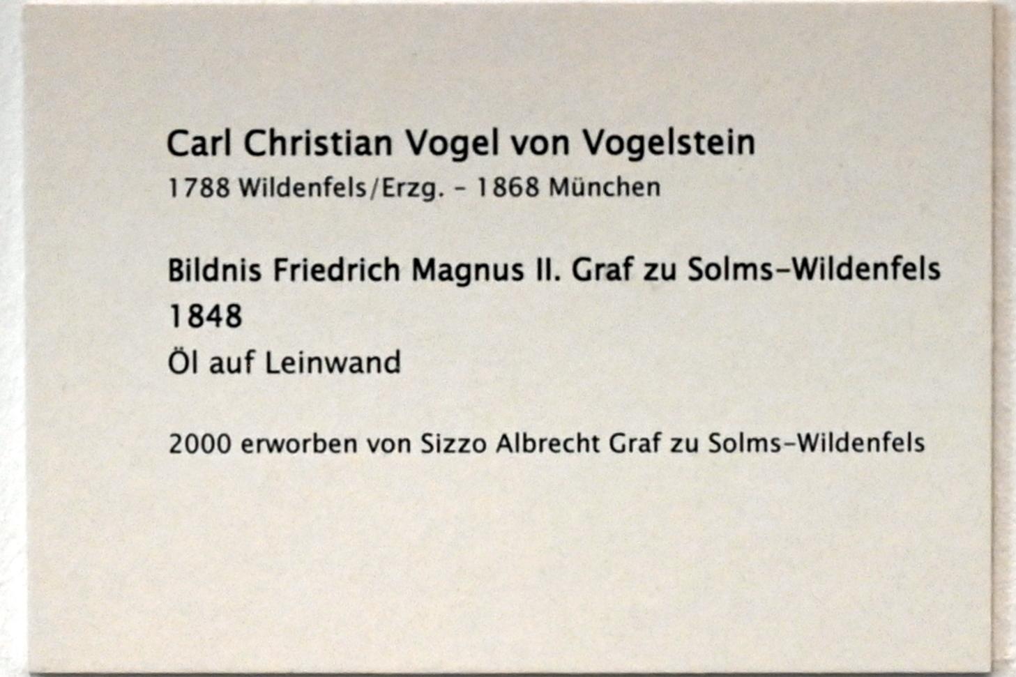 Carl Christian Vogel von Vogelstein (1816–1853), Bildnis Friedrich Magnus II. Graf zu Solms-Wildenfels, Zwickau, Kunstsammlungen, Zeit der Empfindsamkeit, 1848, Bild 2/2