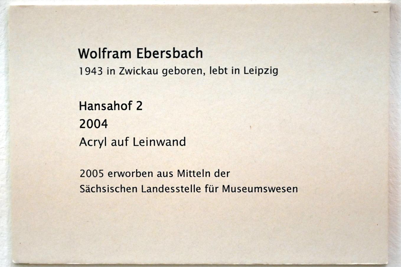 Wolfram Ebersbach (1985–2004), Hansahof 2, Zwickau, Kunstsammlungen, Im Jetzt, 2004, Bild 2/2
