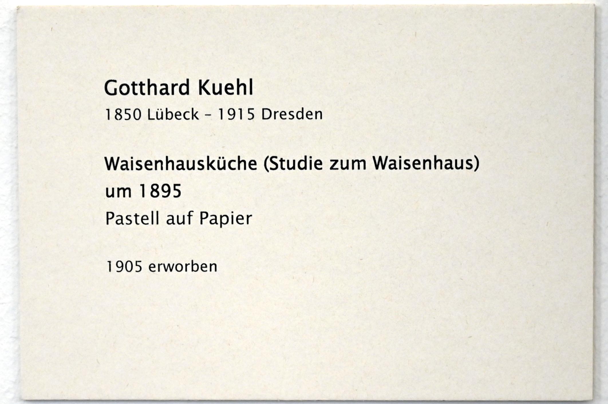 Gotthardt Kuehl (1878–1911), Waisenhausküche (Studie zum Waisenhaus), Zwickau, Kunstsammlungen, Aufbruch in die Moderne, um 1895, Bild 2/2