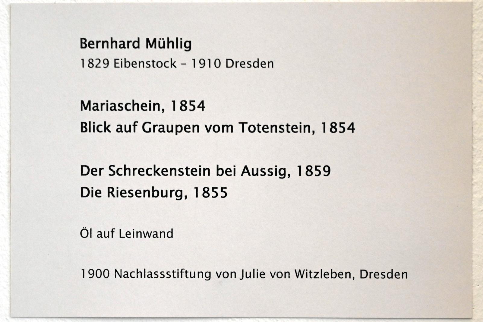 Bernhard Mühlig (1854–1859), Blick auf Graupen vom Totenstein, Zwickau, Kunstsammlungen, Aufbruch in die Moderne, 1854, Bild 2/2