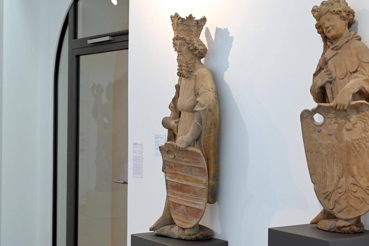 Hans Multscher (1428–1465), Der König von Ungarn, Ulm, Ulmer Rathaus, jetzt Ulm, Museum Ulm, Saal 1, um 1427–1433, Bild 2/3
