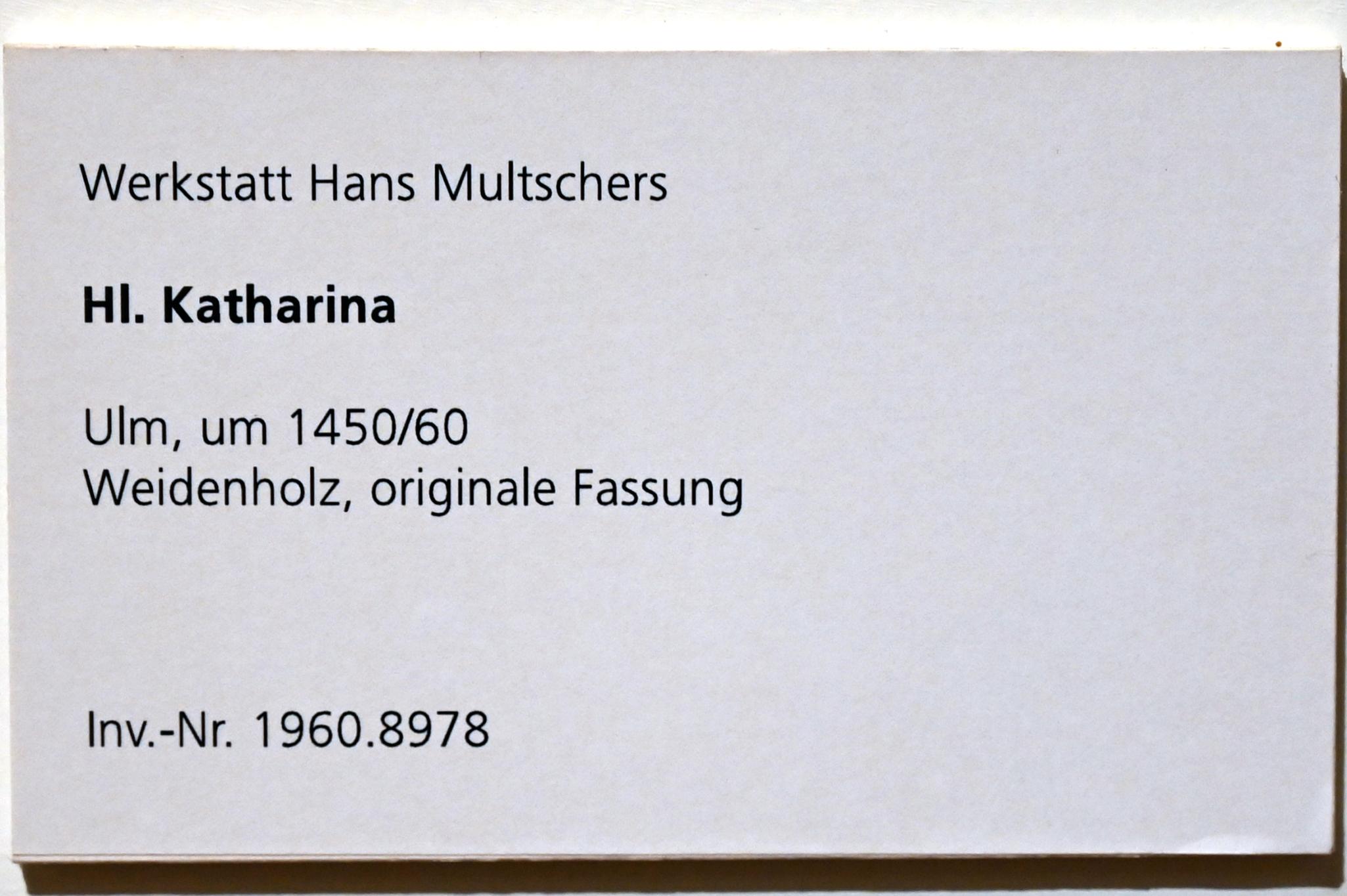 Hans Multscher (Werkstatt) (1455–1464), Hl. Katharina, Ulm, Museum Ulm, Saal 2, um 1450–1460, Bild 2/2
