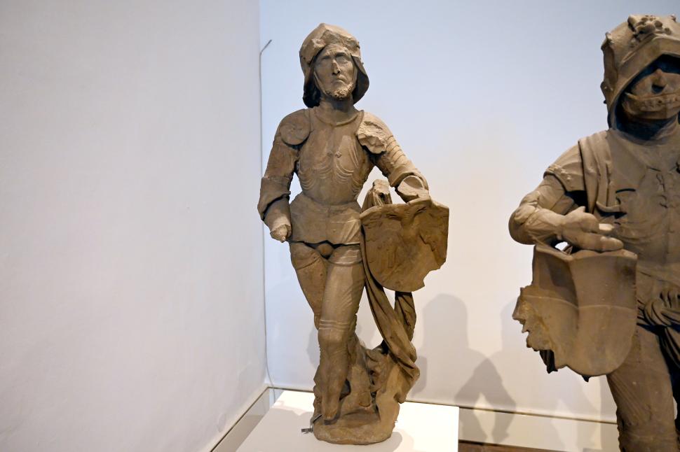 Michel Erhart (1472–1516), Drei Ritterfiguren, Ulm, Fischkastenbrunnen, jetzt Ulm, Museum Ulm, Saal 3, um 1482, Bild 2/5