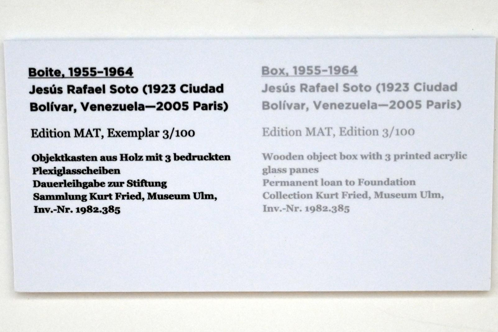 Jesús Rafael Soto (1955–1997), Boite, Ulm, Museum Ulm, Saal 11a, 1955–1964, Bild 3/3