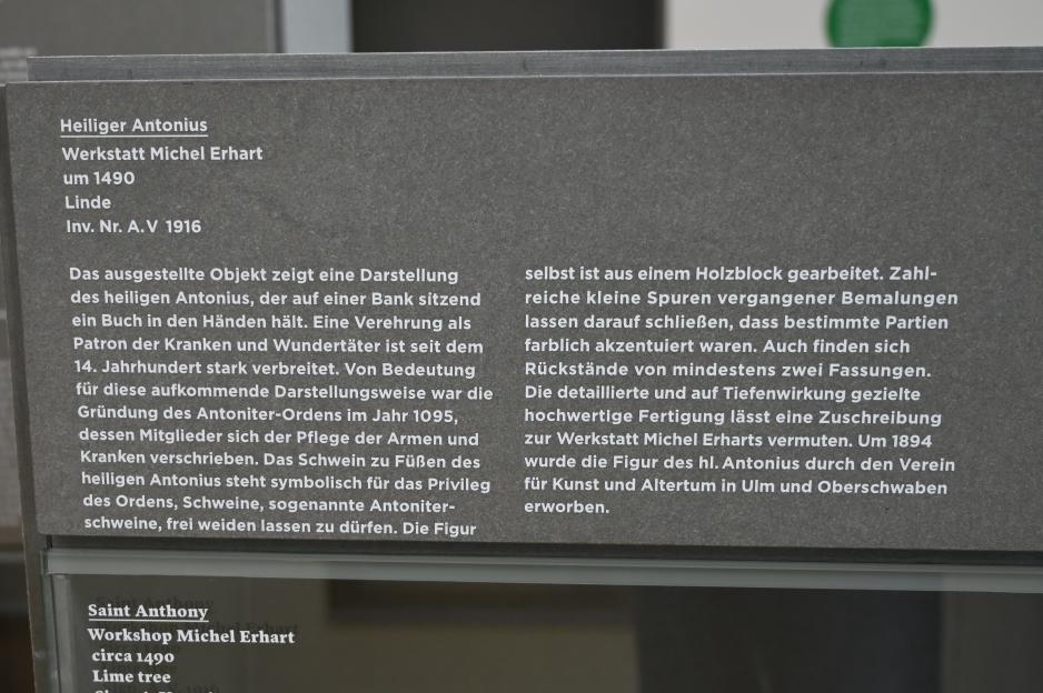 Michel Erhart (Werkstatt) (1489–1490), Heiliger Antonius, Ulm, Museum Ulm, Saal 9, um 1490, Bild 3/3