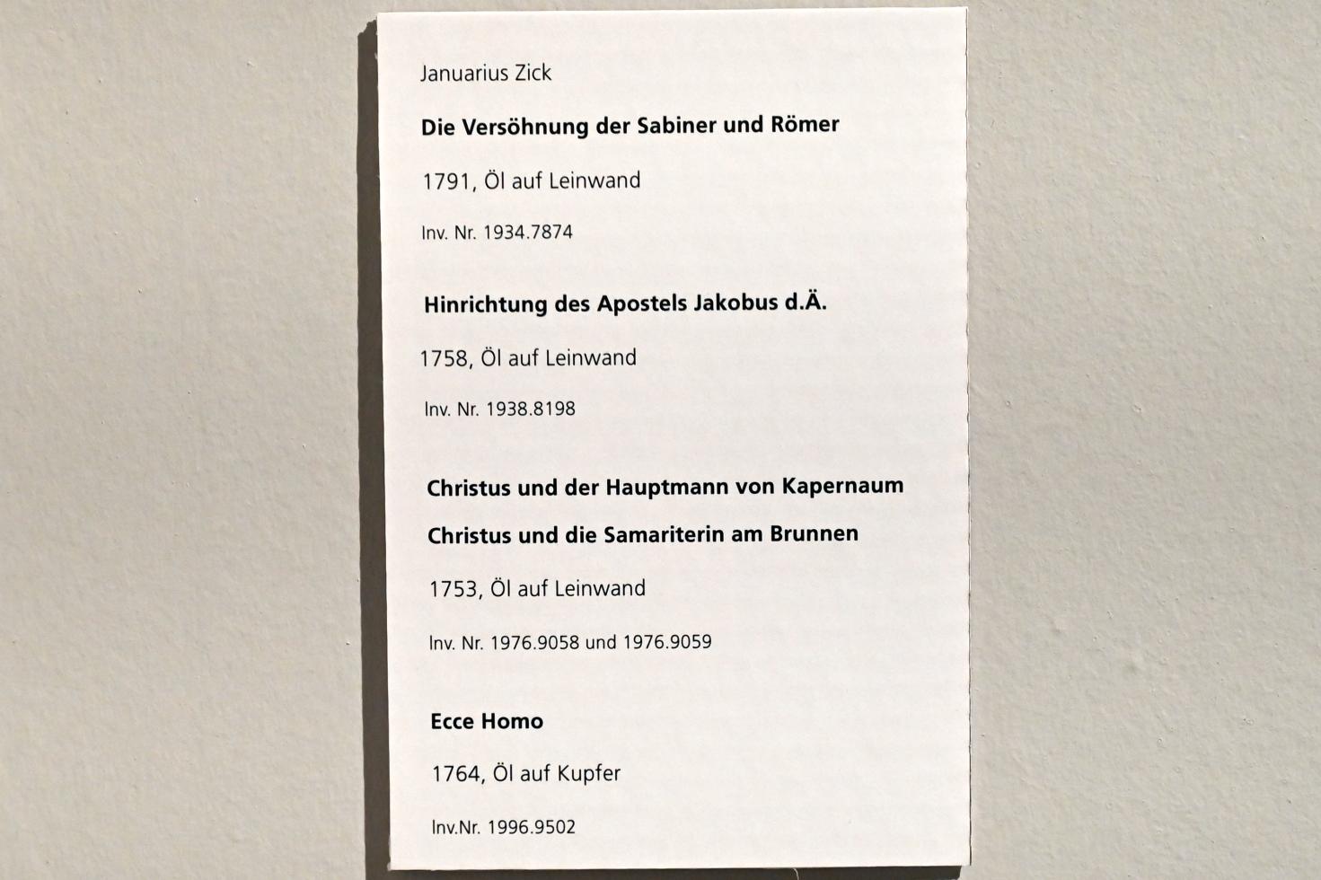 Januarius  Zick (1752–1794), Die Versöhnung der Sabiner und Römer, Ulm, Museum Ulm, Saal 12a, 1791, Bild 2/2