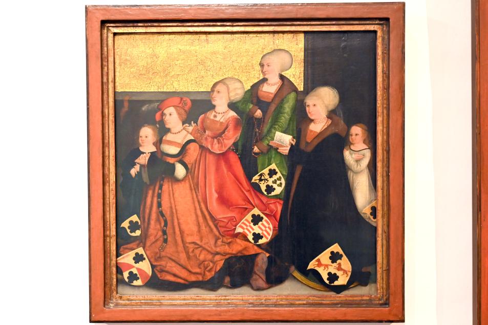 Bernhard Strigel (1475–1528), Ulrich von Frundsberg und Barbara von Rechberg mit ihren Kindern, Mindelheim, Stadtpfarrkirche St. Stephan, jetzt Ulm, Museum Ulm, Saal 12c, 1505–1506, Bild 4/6