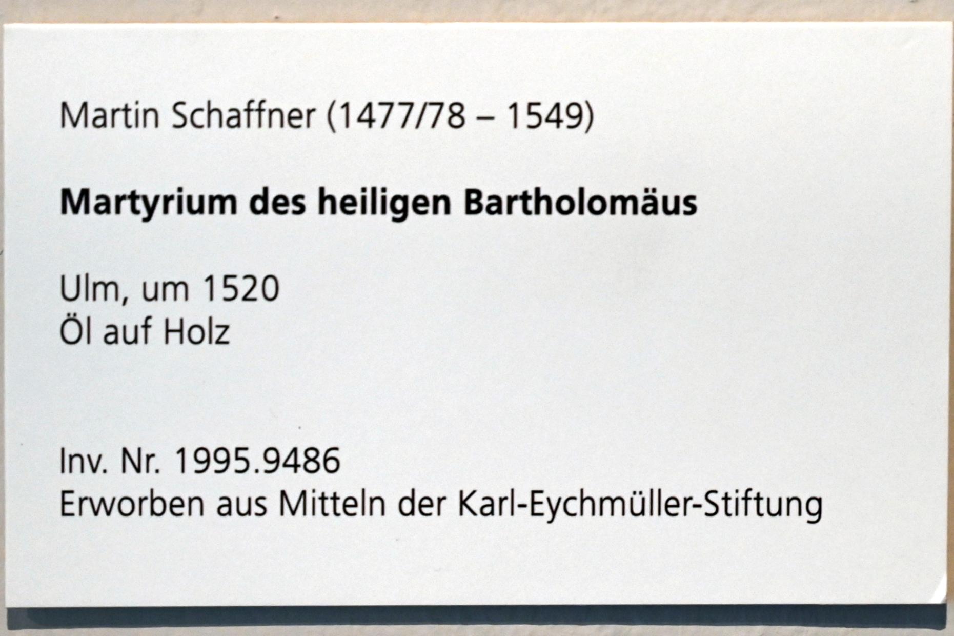 Martin Schaffner (1497–1532), Martyrium des heiligen Bartholomäus, Ulm, Museum Ulm, Saal 12d, um 1520, Bild 2/2