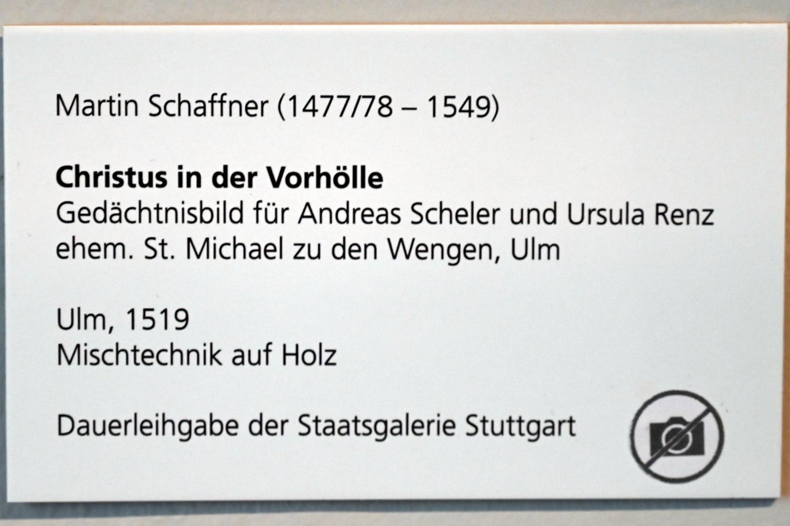 Martin Schaffner (1497–1532), Christus in der Vorhölle, Ulm, ehem. Wengenkloster, Stadtpfarrkirche St. Michael zu den Wengen, jetzt Ulm, Museum Ulm, Saal 12d, 1519