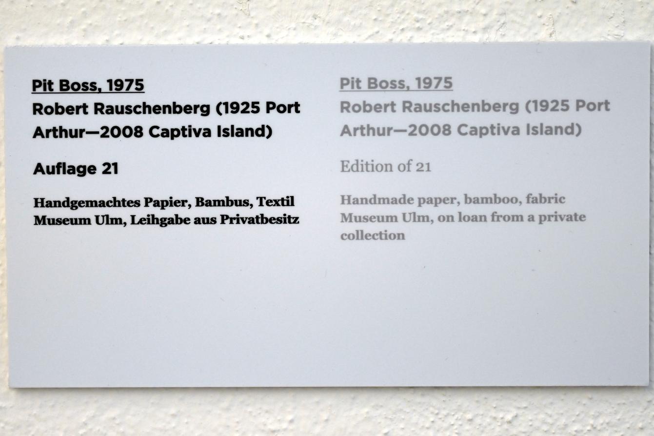 Robert Rauschenberg (1956–1990), Pit Boss, Ulm, Museum Ulm, Saal 7a, 1975, Bild 2/2