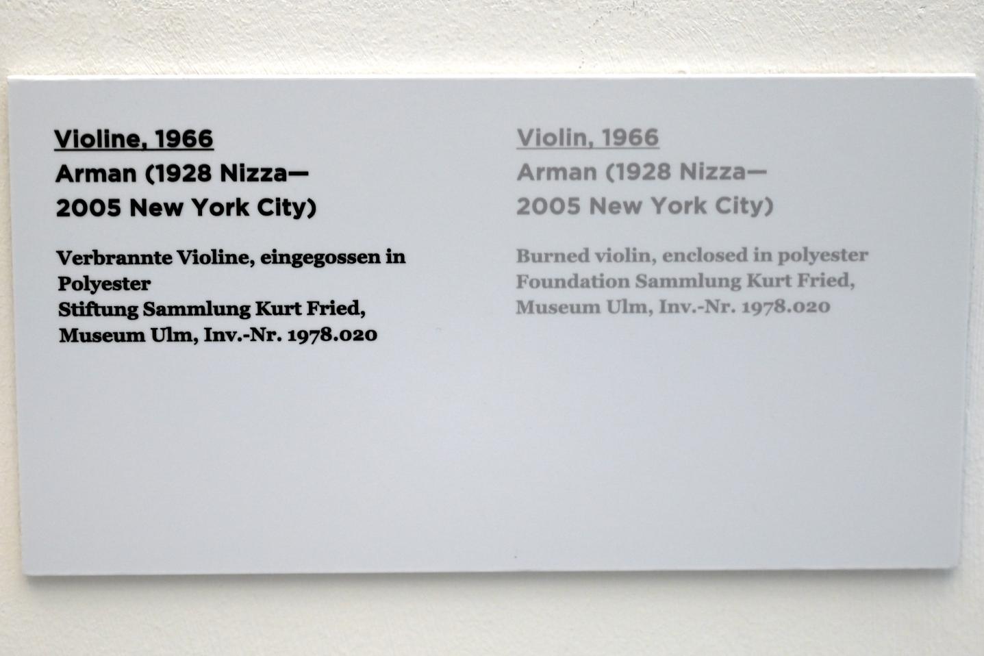 Arman (1960–1999), Violine, Ulm, Museum Ulm, Saal 7c, 1966, Bild 4/4