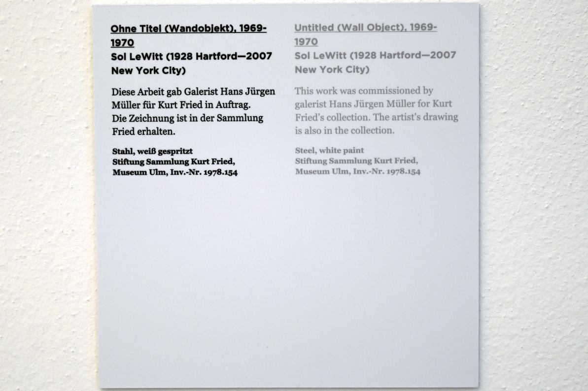Sol LeWitt (1962–1970), Ohne Titel (Wandobjekt), Ulm, Museum Ulm, Saal 7c, 1969–1970, Bild 4/4