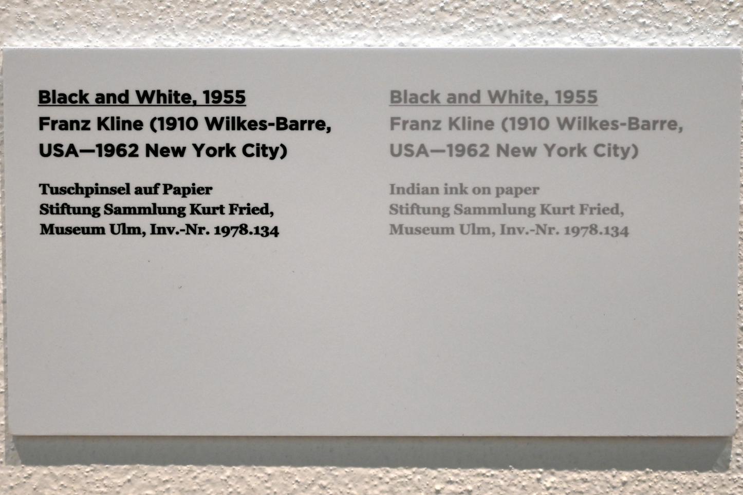 Franz Kline (1950–1960), Black and White, Ulm, Museum Ulm, Saal 7e, 1955, Bild 2/2