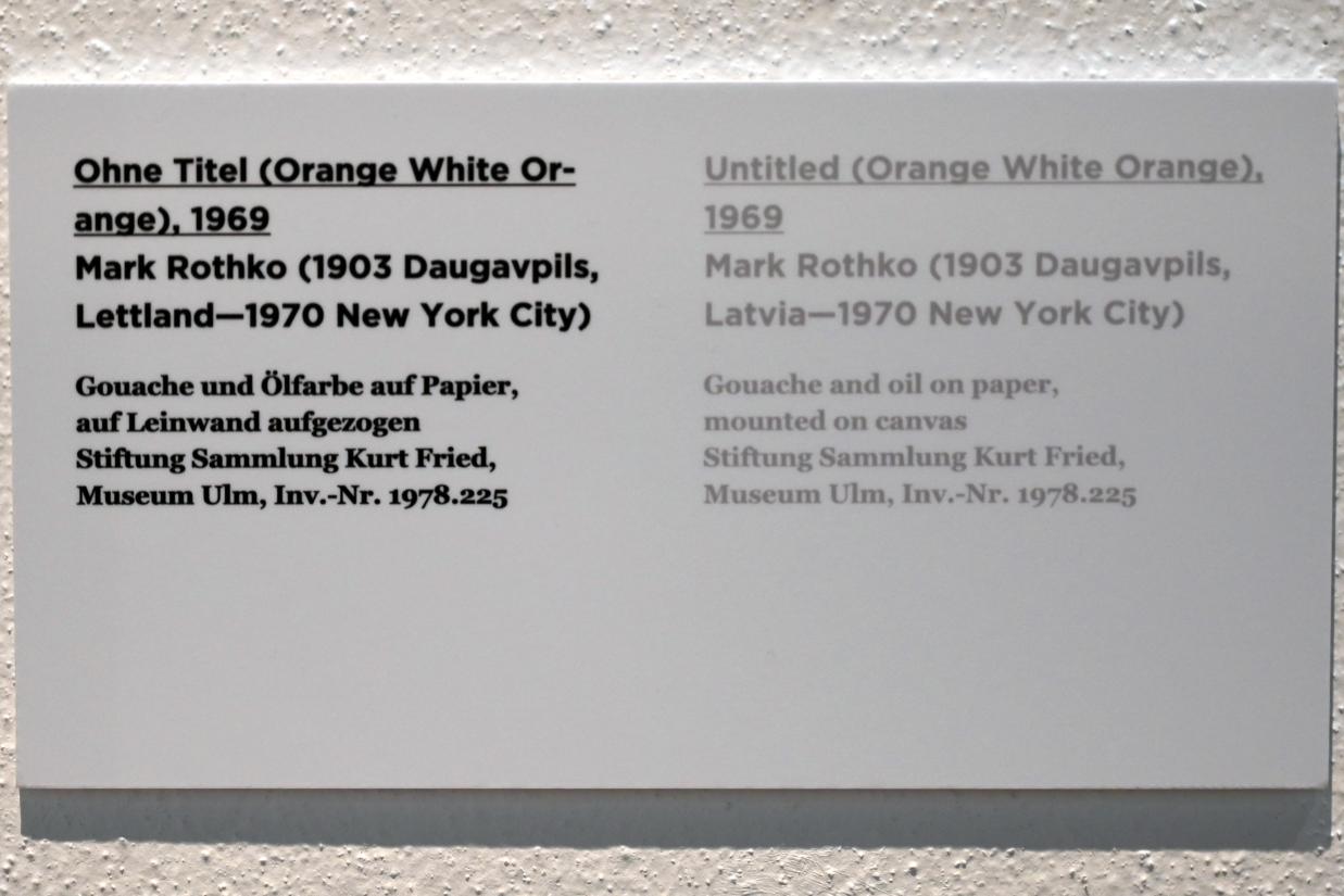 Mark Rothko (1944–1969), Ohne Titel (Orange White Orange), Ulm, Museum Ulm, Saal 7e, 1969, Bild 3/3