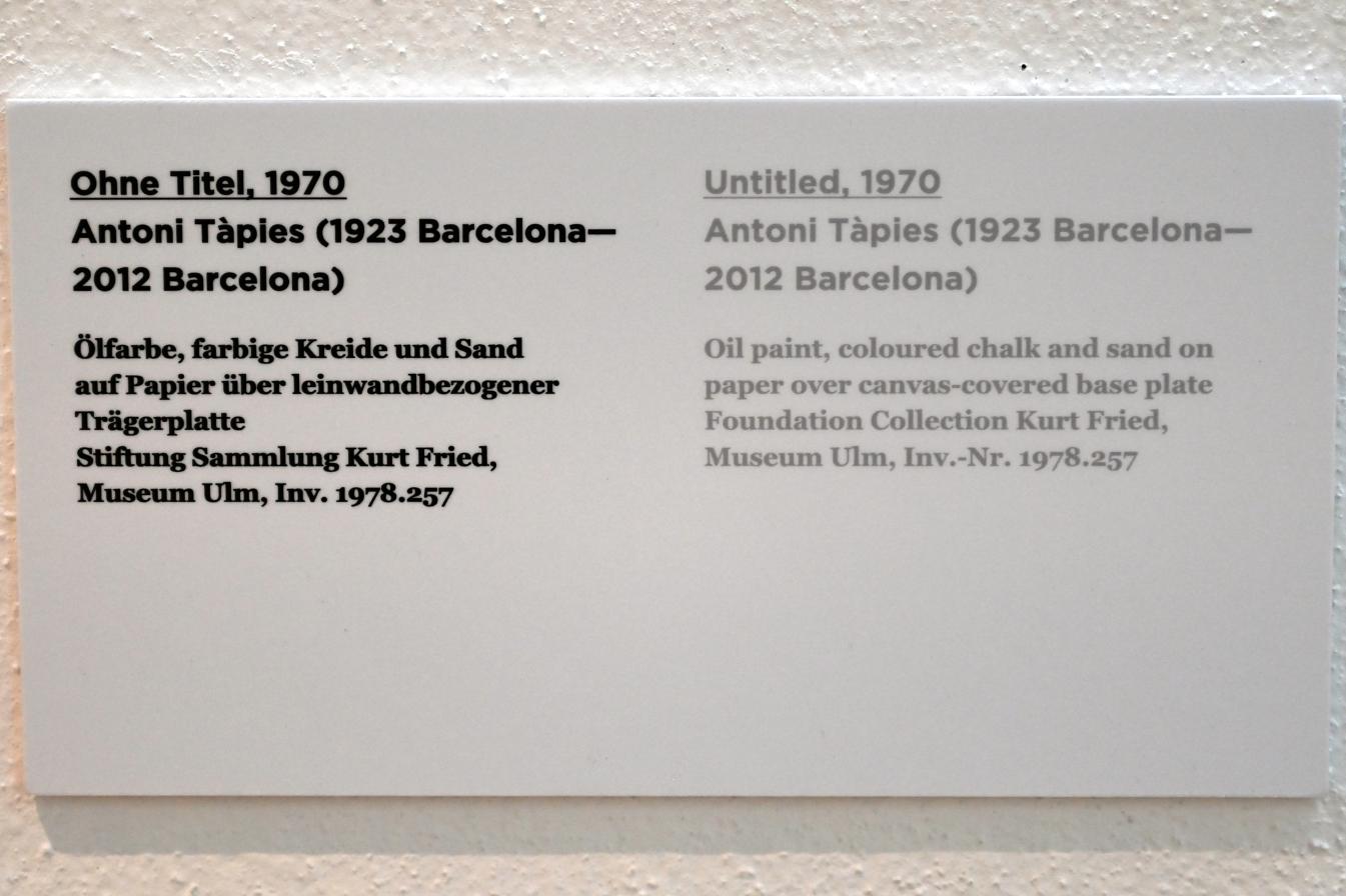 Antoni Tàpies (1946–1976), Ohne Titel, Ulm, Museum Ulm, Saal 7e, 1970, Bild 2/2