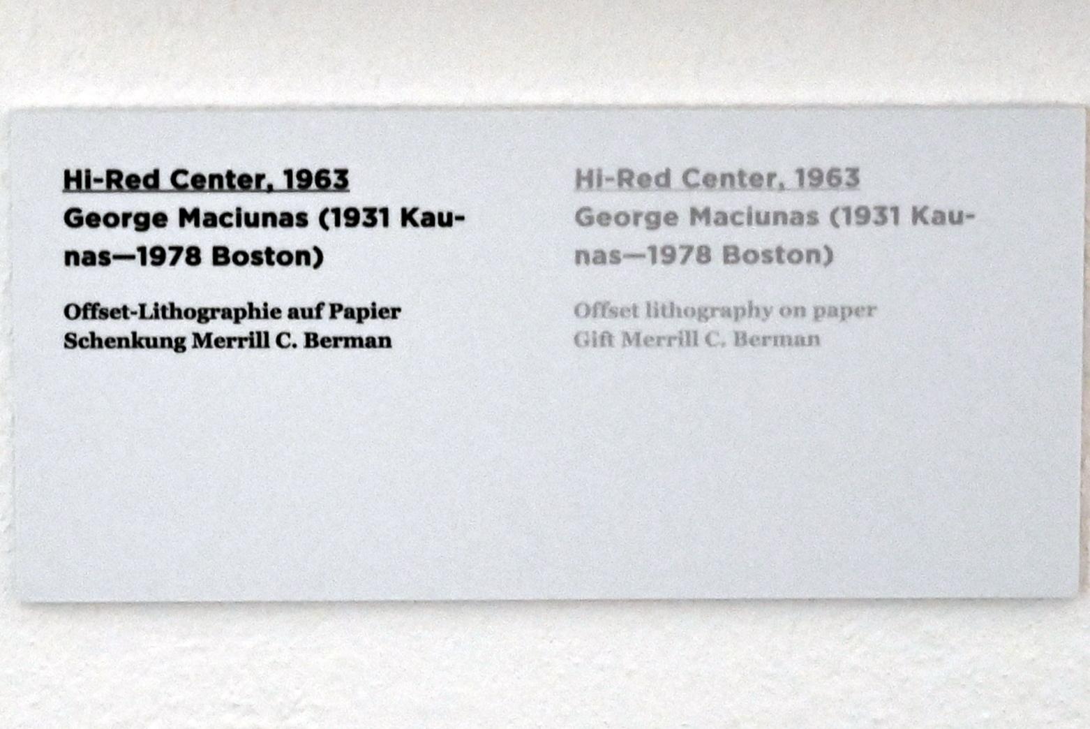 George Maciunas (Jurgis Mačiūnas) (1963–1970), Hi-Red Center, Ulm, Museum Ulm, Saal 11b, 1963, Bild 2/2