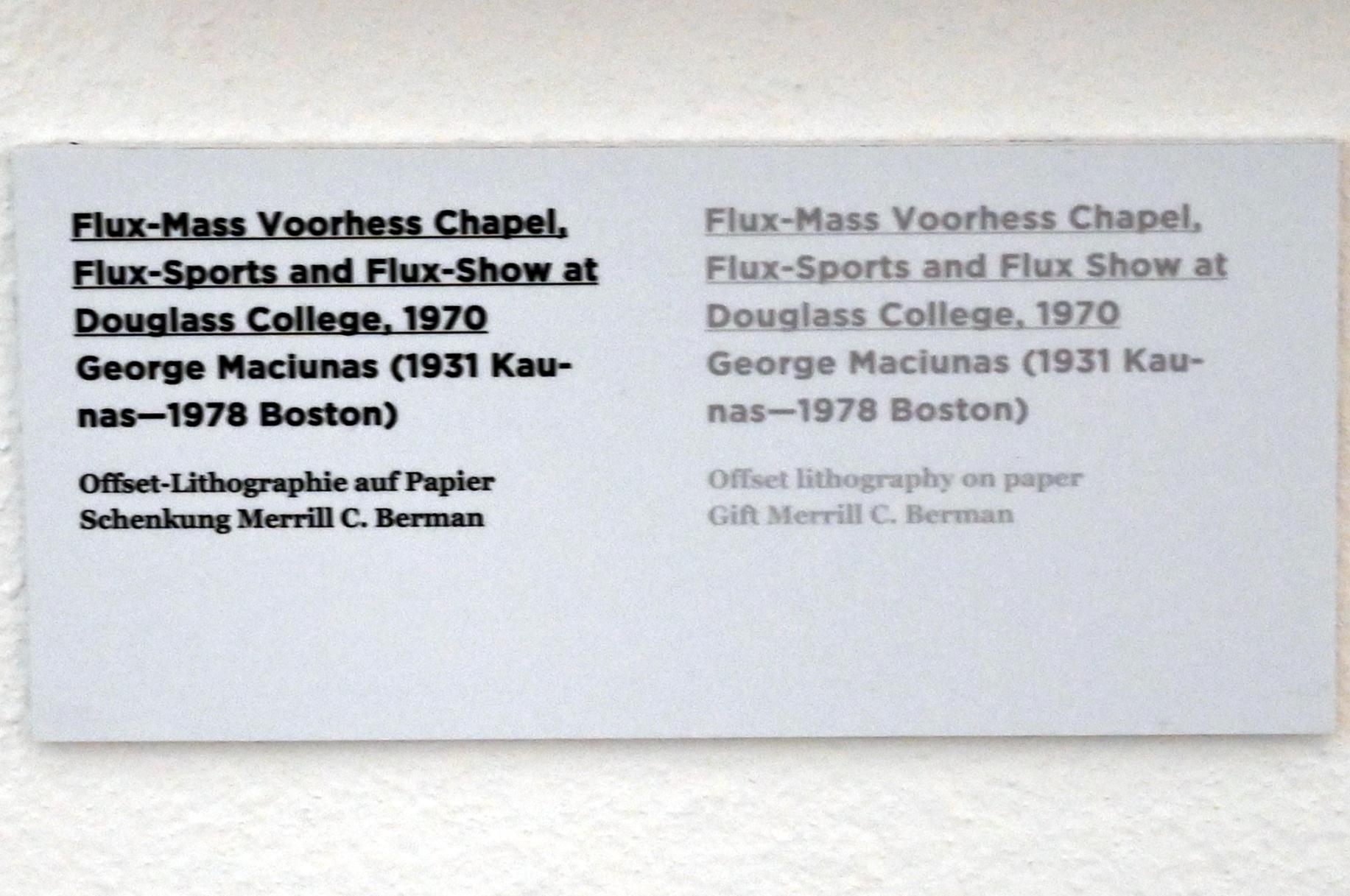George Maciunas (Jurgis Mačiūnas) (1963–1970), Flux-Mass Voorhess Chapel, Flux-Sports and Flux-Show at Douglass College, Ulm, Museum Ulm, Saal 11b, 1970, Bild 2/2