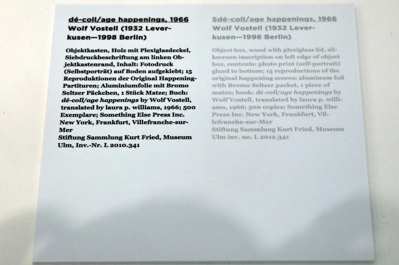 Wolf Vostell (1963–1988), dé-coll/age happenings, Ulm, Museum Ulm, Saal 11b, 1966, Bild 2/2