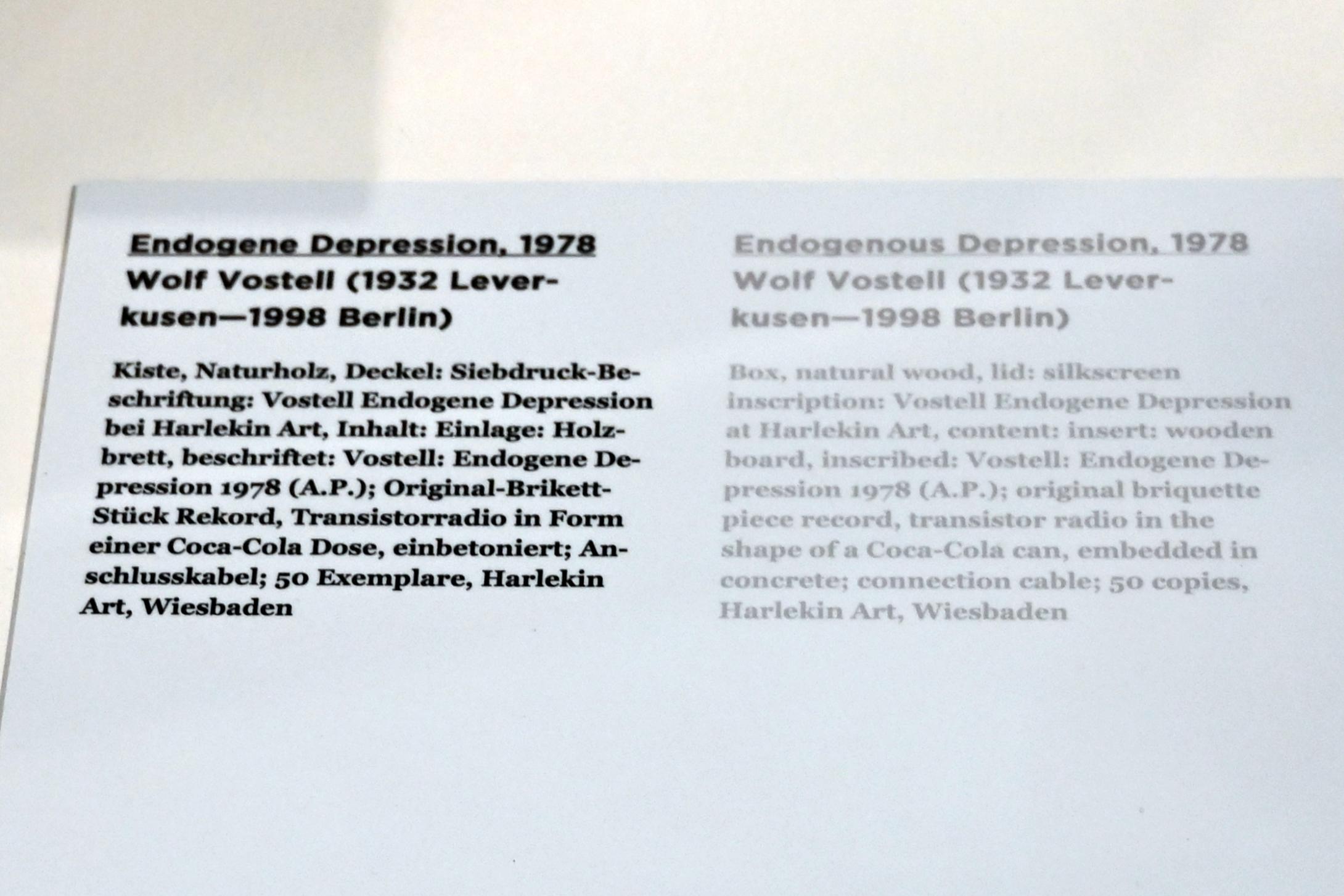 Wolf Vostell (1963–1988), Endogene Depression, Ulm, Museum Ulm, Saal 11b, 1978, Bild 2/2