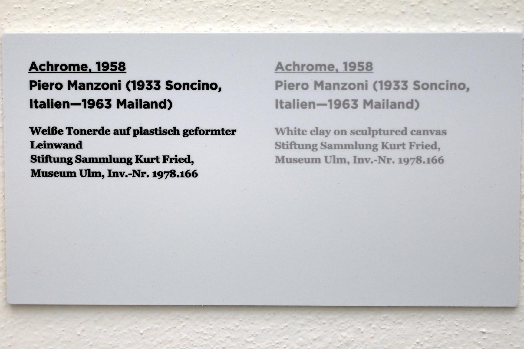 Piero Manzoni (1958–1961), Achrome, Ulm, Museum Ulm, Saal 11c, 1958, Bild 3/3