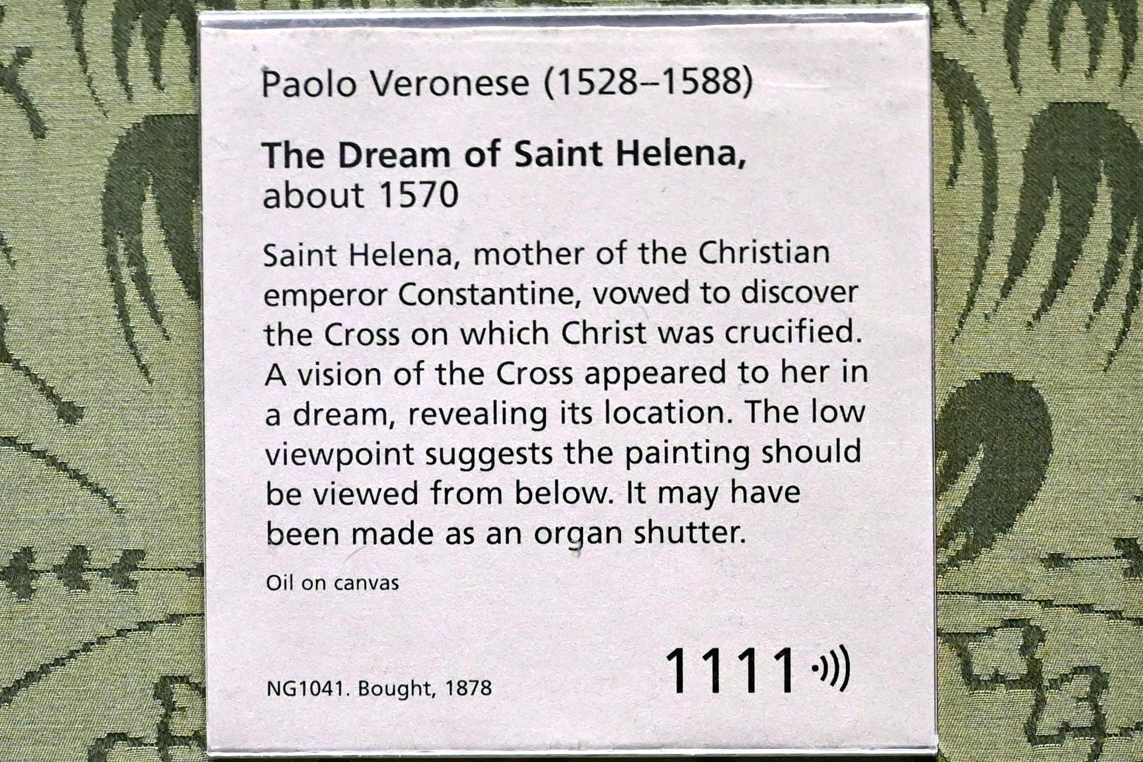 Paolo Caliari (Veronese) (1547–1587), Die Vision der heiligen Helena, London, National Gallery, Saal 9, um 1570, Bild 2/2