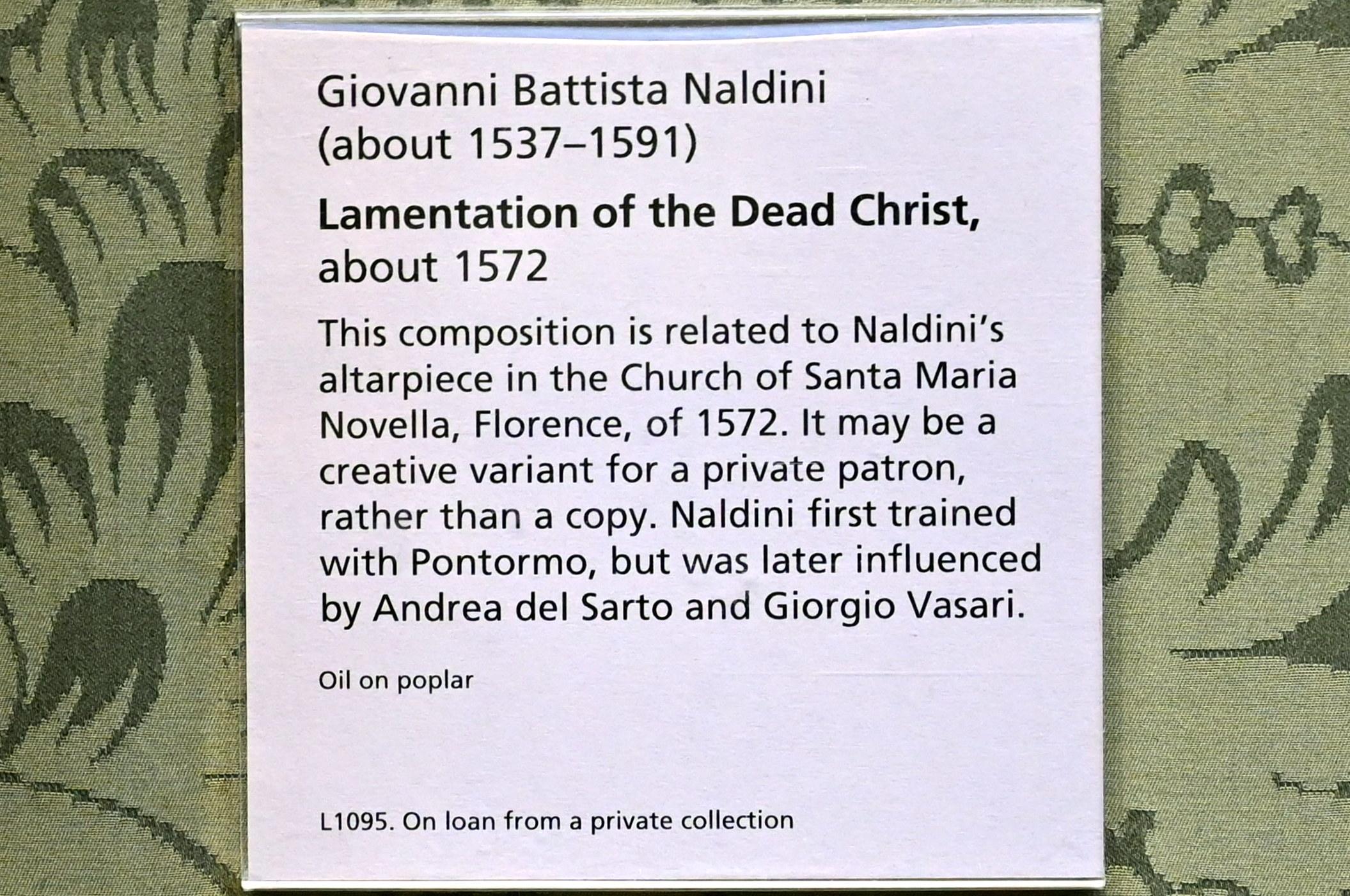 Giovanni Battista Naldini (1572–1581), Beweinung Christi, London, National Gallery, Saal 9, um 1572, Bild 2/2