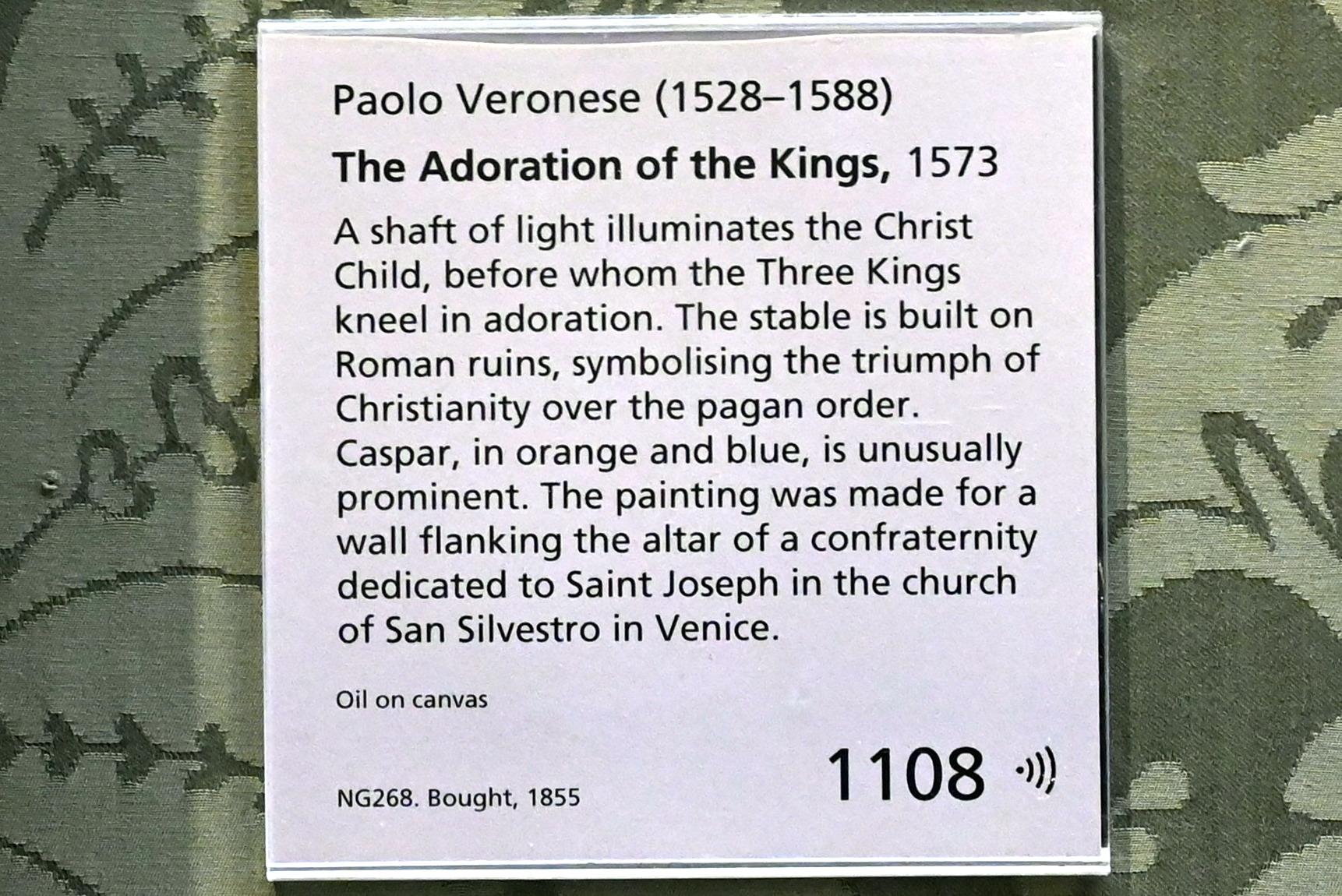 Paolo Caliari (Veronese) (1547–1587), Anbetung der Könige, London, National Gallery, Saal 9, 1573, Bild 2/2