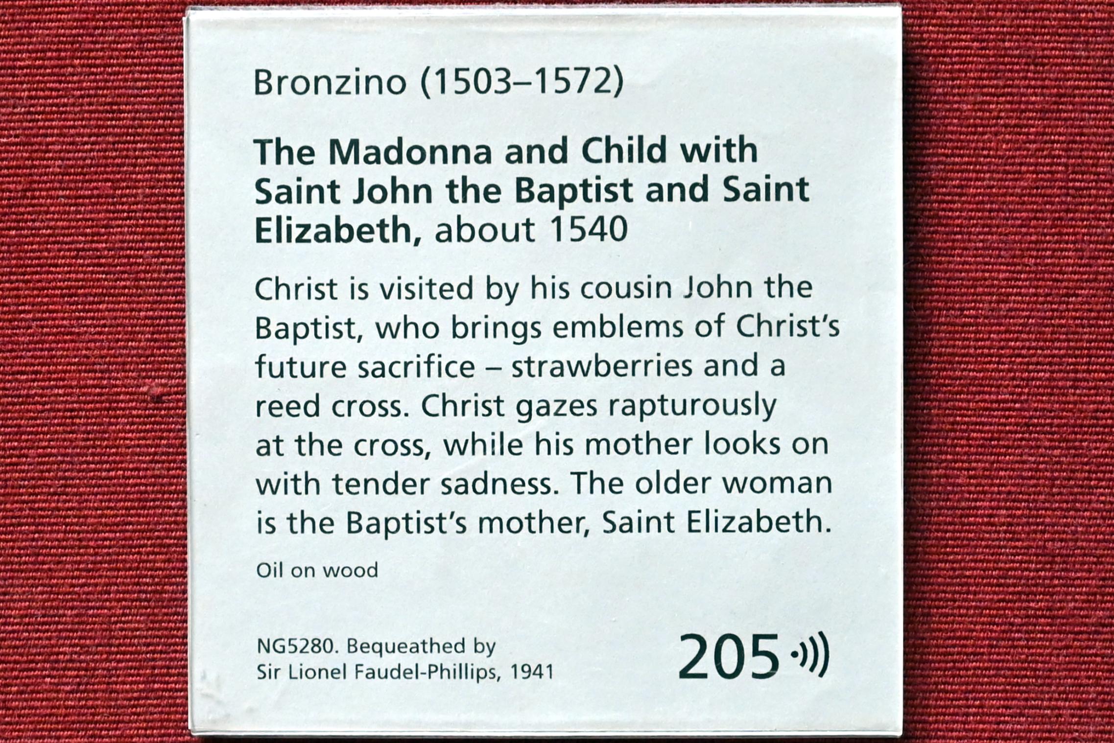 Agnolo di Cosimo di Mariano (Bronzino) (1526–1562), Maria mit Kind, dem Johannesknaben und der heiligen Elisabeth, London, National Gallery, Saal 10, um 1540, Bild 2/2