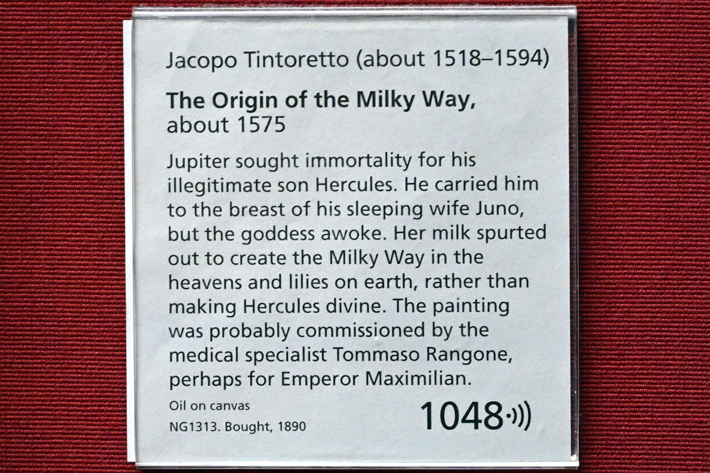 Tintoretto (Jacopo Robusti) (1540–1590), Die Entstehung der Milchstraße, London, National Gallery, Saal 10, um 1575, Bild 2/2