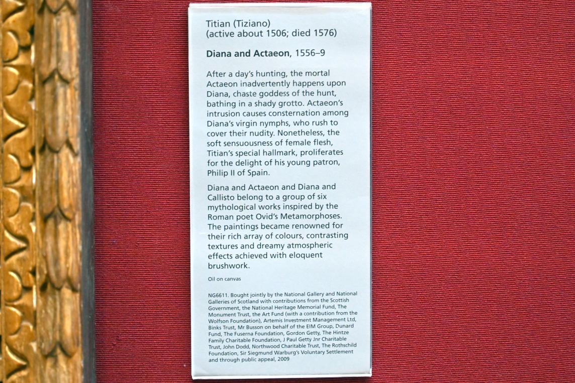 Tiziano Vecellio (Tizian) (1509–1575), Diana und Aktaion, London, National Gallery, Saal 10, 1556–1559, Bild 2/2