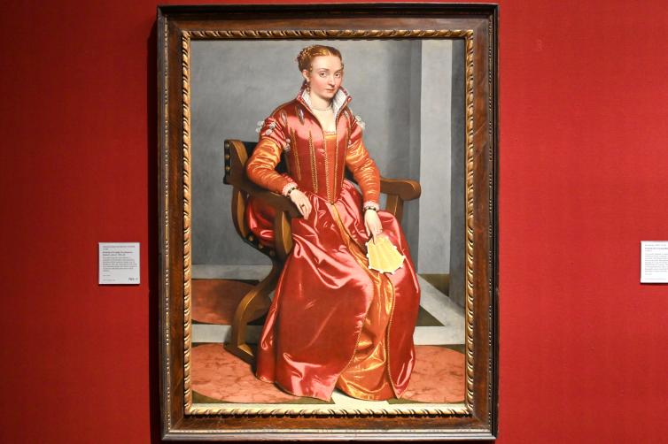 Giovanni Battista Moroni (1554–1565), Porträt einer Dame ('La Dama in Rosso'), London, National Gallery, Saal 12, um 1556–1560
