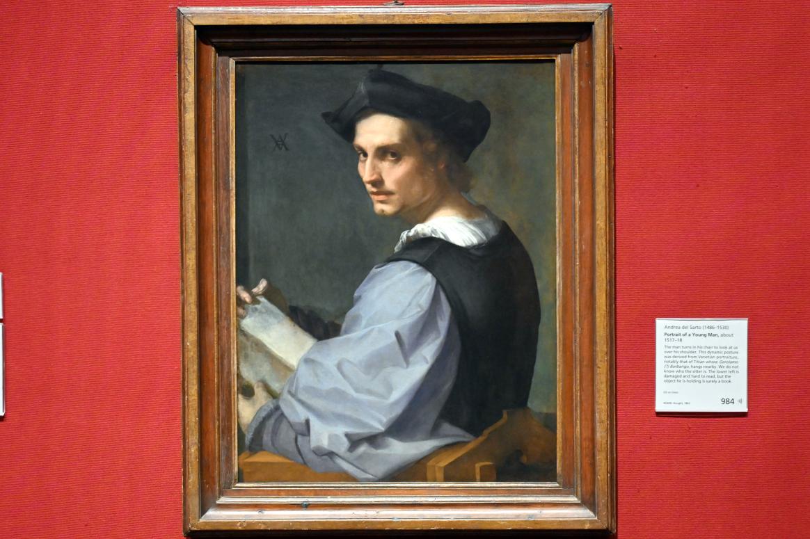 Andrea del Sarto (1512–1529), Porträt eines jungen Mannes, London, National Gallery, Saal 12, um 1517–1518