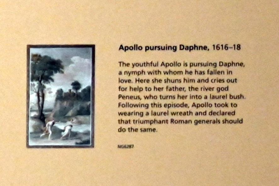 Domenichino (Domenico Zampieri) (1602–1627), Apoll verfolgt Daphne, London, National Gallery, Treppenhaus 1, 1616–1618, Bild 2/2