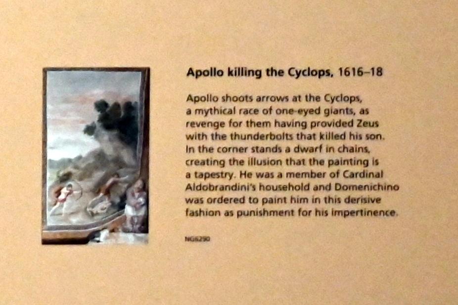 Domenichino (Domenico Zampieri) (1602–1627), Apoll tötet die Zyklopen, London, National Gallery, Treppenhaus 1, 1616–1618, Bild 2/2