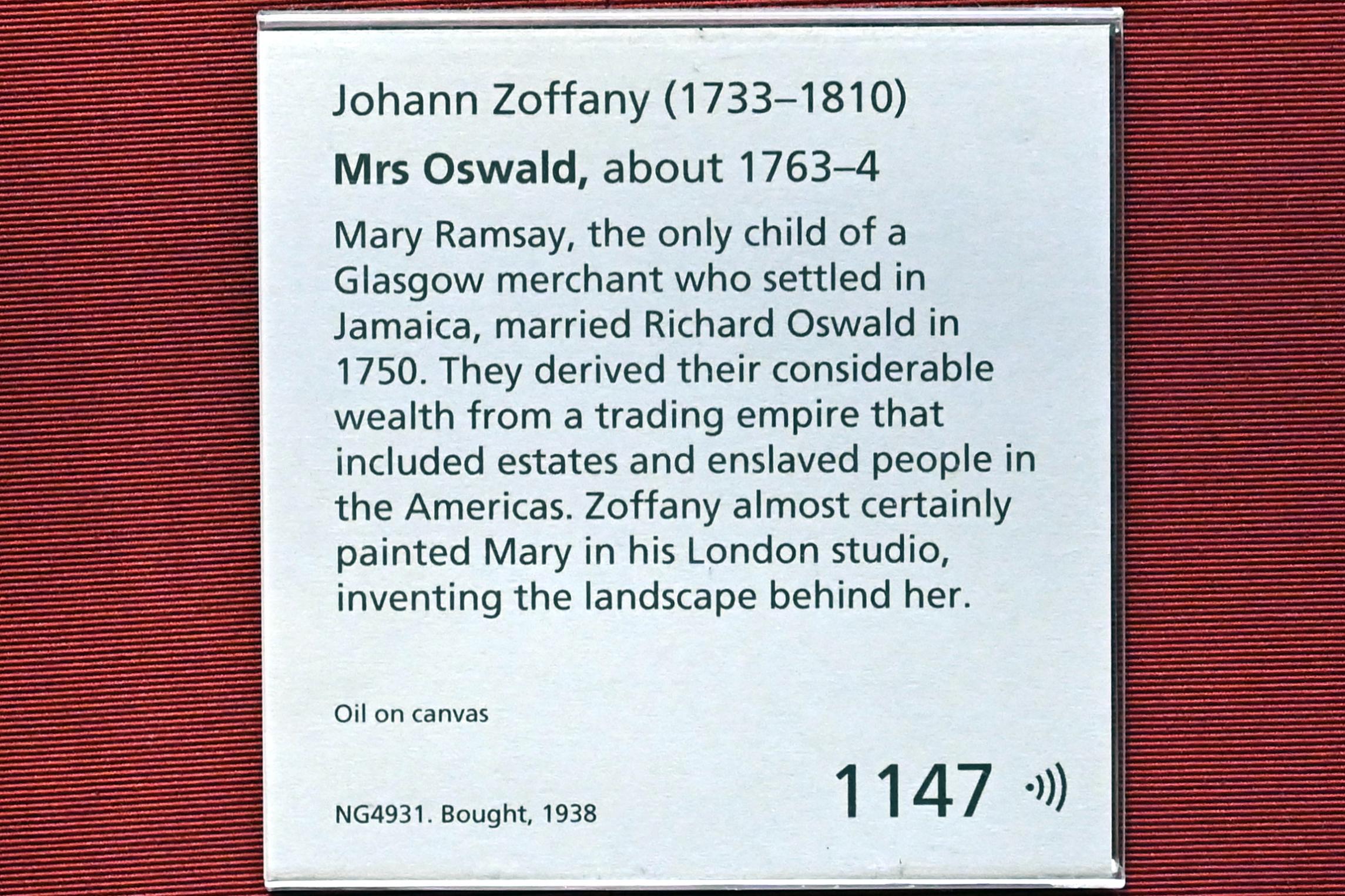 Johann Joseph Zoffany (1757–1783), Mrs Oswald, London, National Gallery, Central Hall, um 1763–1764, Bild 2/2