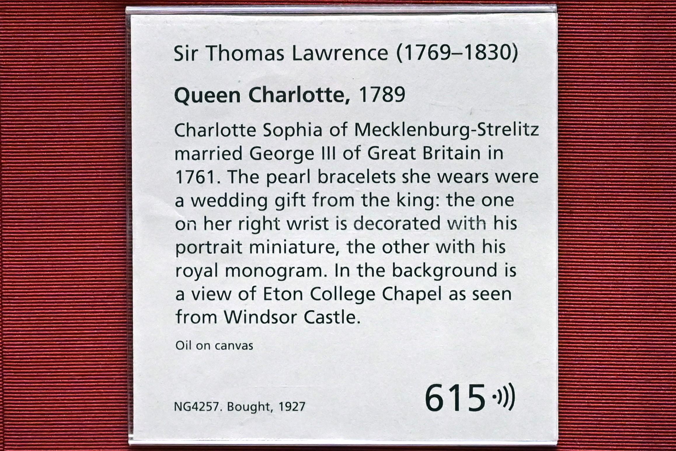 Thomas Lawrence (1789–1825), Königin Charlotte, London, National Gallery, Central Hall, 1789, Bild 2/2