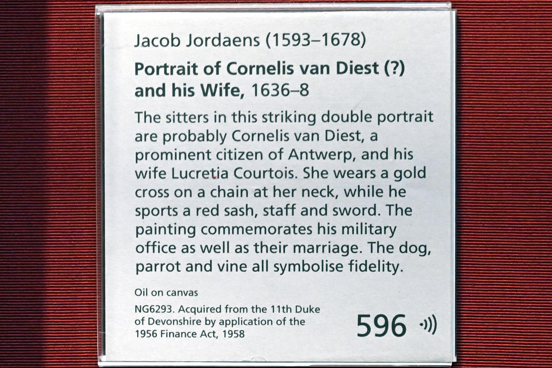 Jacob Jordaens (1615–1665), Porträt Cornelis van Diest (?) und seiner Frau, London, National Gallery, Central Hall, 1636–1638, Bild 2/2