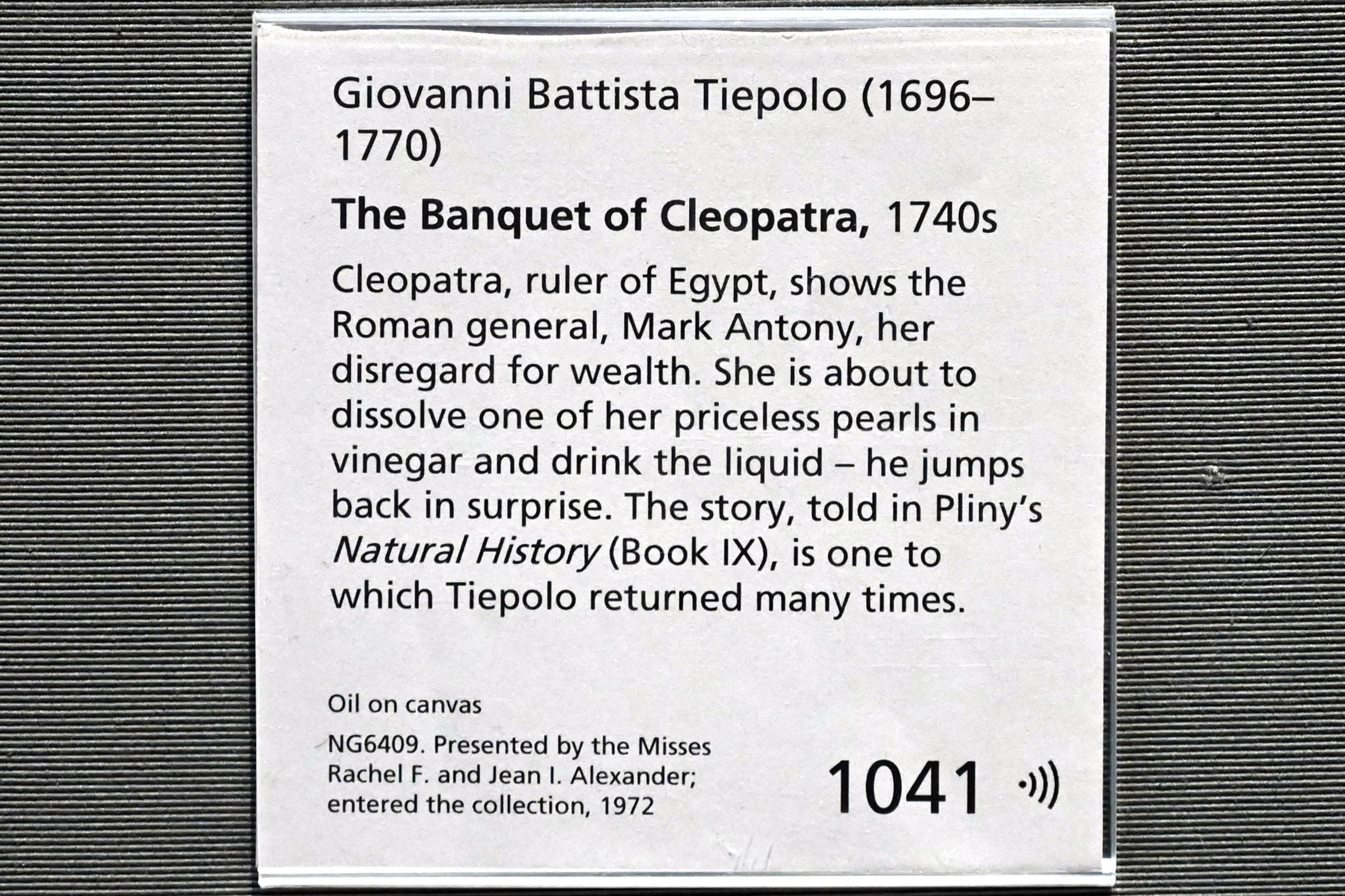 Giovanni Battista Tiepolo (1715–1785), Das Bankett der Kleopatra, London, National Gallery, Saal 39, um 1740–1750, Bild 2/2