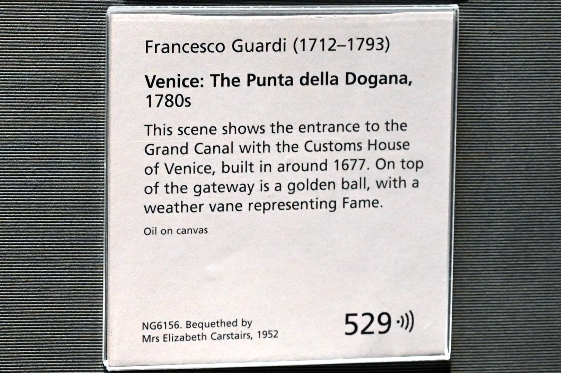 Francesco Guardi (1755–1790), Die Punta della Dogana in Venedig, London, National Gallery, Saal 39, um 1780–1790, Bild 2/2
