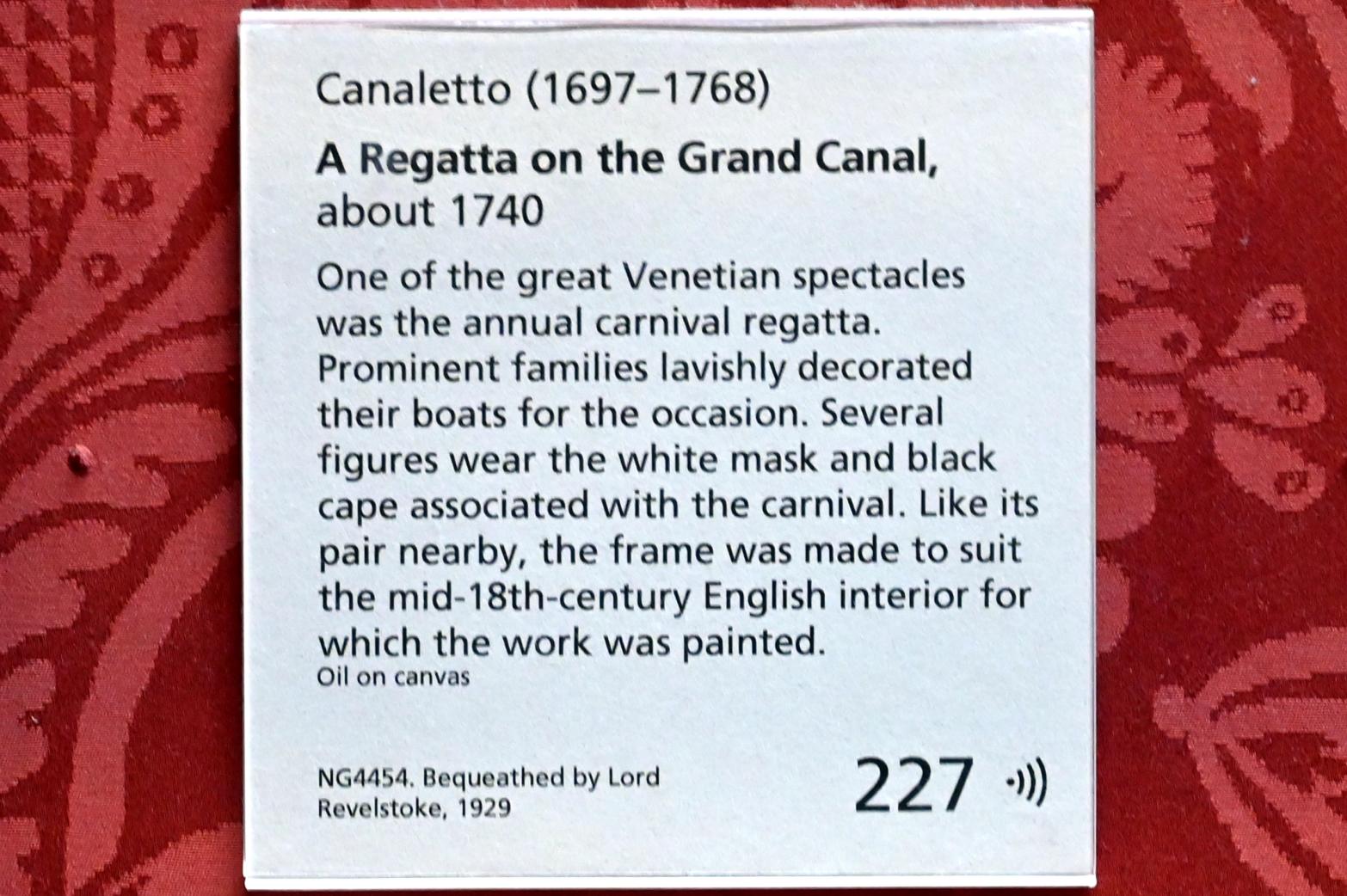 Giovanni Antonio Canal ("Canaletto") (1722–1765), Regatta auf dem Canal Grande, London, National Gallery, Saal 38, um 1740, Bild 2/2