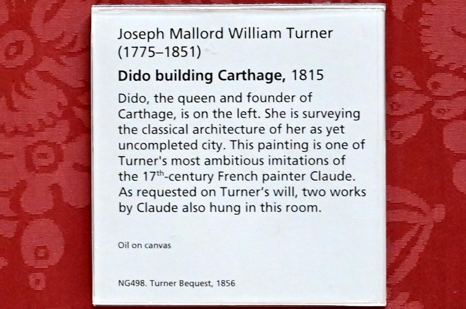 William Turner (Joseph Mallord William Turner) (1801–1845), Dido baut Karthago, London, National Gallery, Saal 36, 1815, Bild 2/2