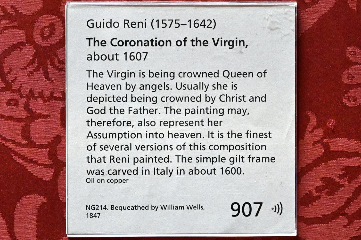 Guido Reni (1596–1641), Krönung Mariens, London, National Gallery, Saal 35, um 1607, Bild 2/2