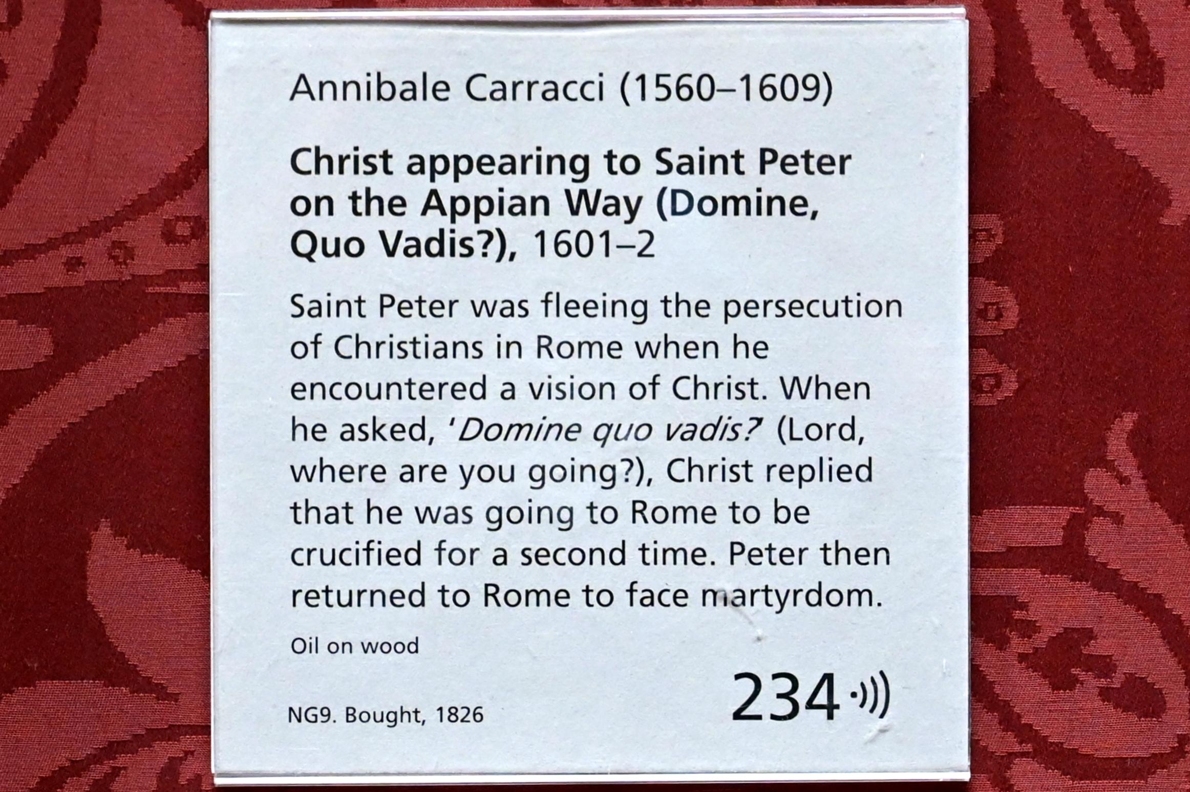 Annibale Carracci (1582–1609), Christus erscheint dem hl. Petrus an der Via Appia (Domine, quo vadis?), London, National Gallery, Saal 35, 1601–1602, Bild 2/2