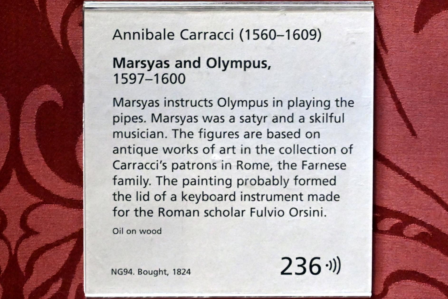 Annibale Carracci (1582–1609), Marsyas und Olympos, London, National Gallery, Saal 35, 1597–1600, Bild 2/2