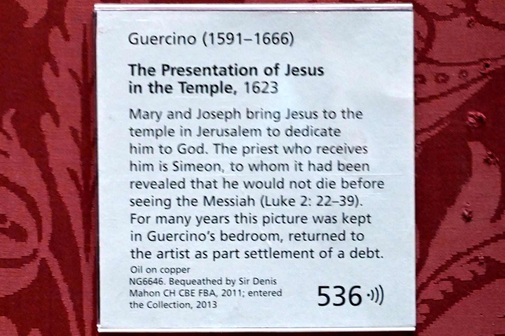 Giovanni Francesco Barbieri (Il Guercino) (1612–1659), Darstellung des Herrn, London, National Gallery, Saal 35, 1623, Bild 2/2
