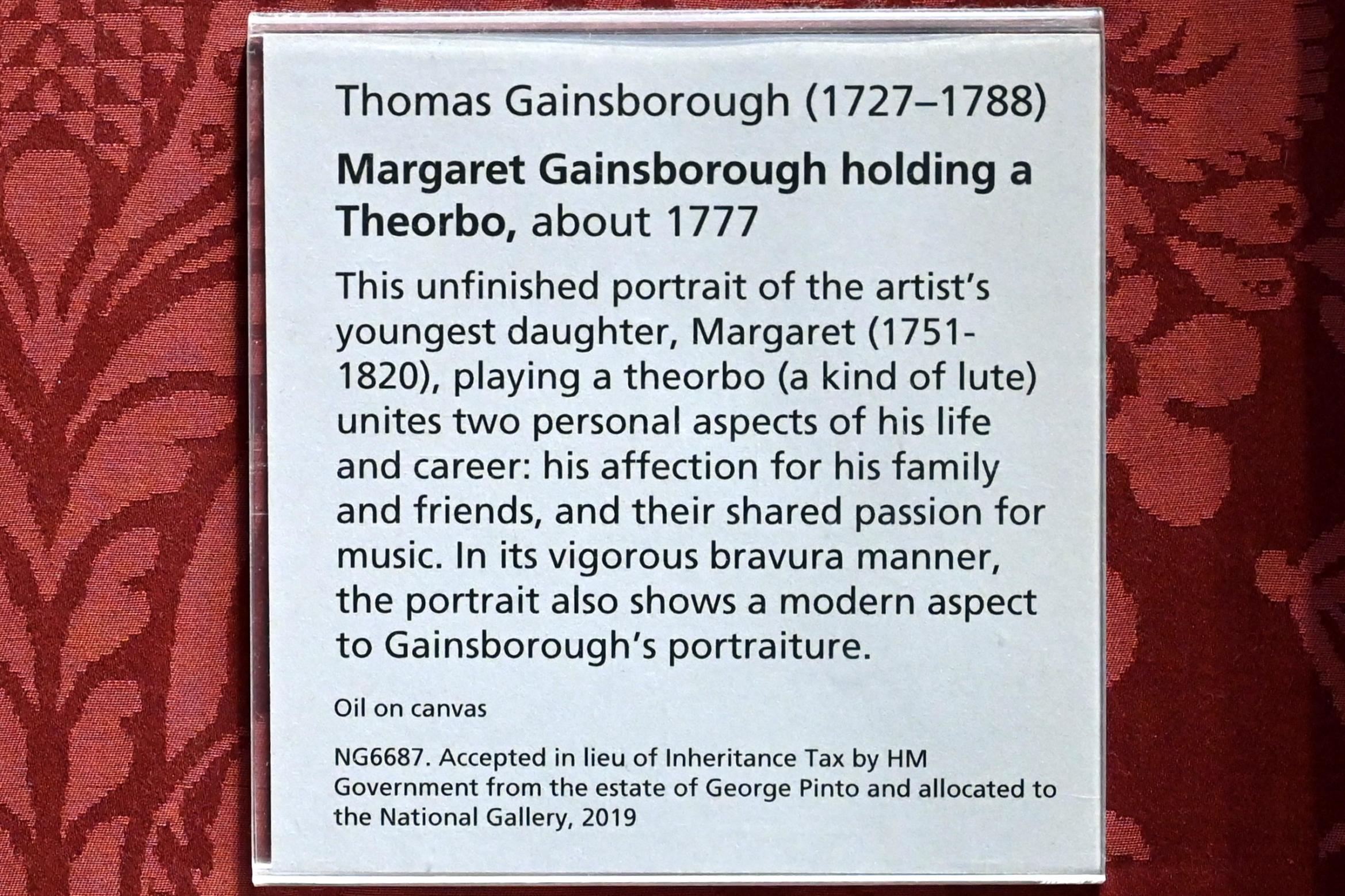 Thomas Gainsborough (1748–1788), Porträt von Margaret Gainsborough mit Theorbo, London, National Gallery, Saal 35, um 1777, Bild 2/2